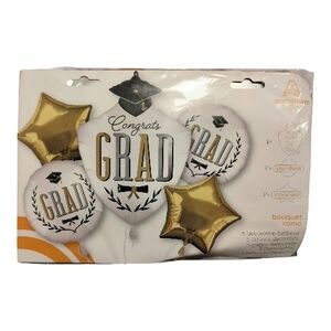 Satin Infused Caps Off Grad 5-Piece Foil Balloon Bouquet